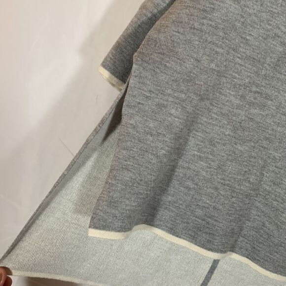 Topshop Grey & White Sweater Ribbed Collar Top - Picture 3 of 10